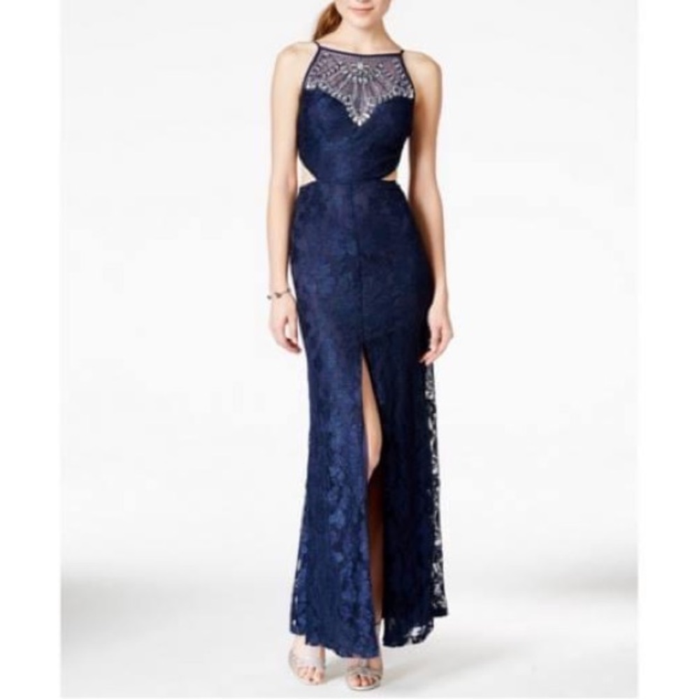 NWT Macy’s Navy Blue Lace Prom/ Formal Dress - Size 7/8
